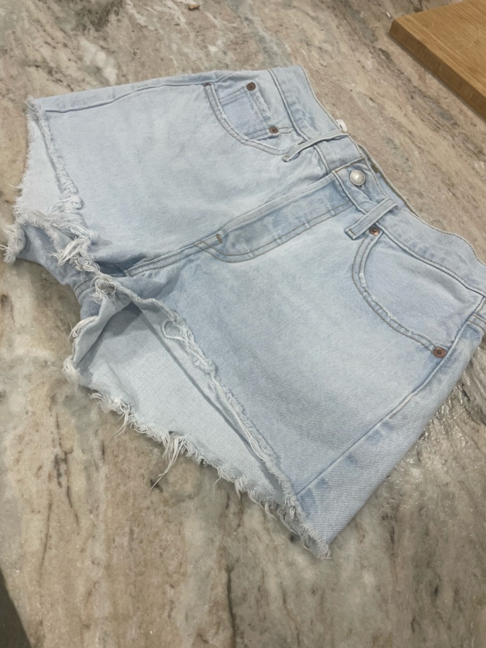 Levi's Light Blue Denim Cutoff Shorts with Frayed Hem
